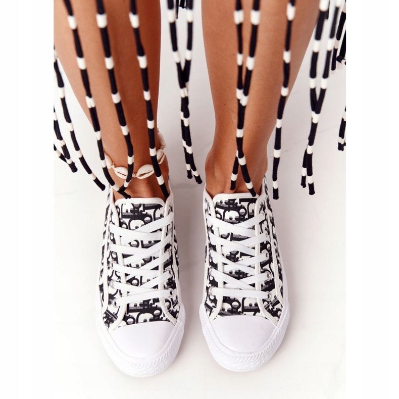 PS1 Damskie Logowane Trampki Biało-Czarne Day Off białe 1