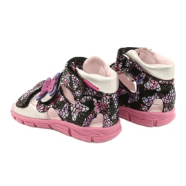 Mazurek Sandałki dziewczęce skórzane wysokie profilaktyczne 291 z motylkiem srebrny 5