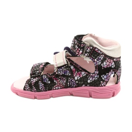 Mazurek Sandałki dziewczęce skórzane wysokie profilaktyczne 291 z motylkiem srebrny 1