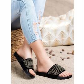 Evento Stylowe Klapki Z Ozdobami czarne 1