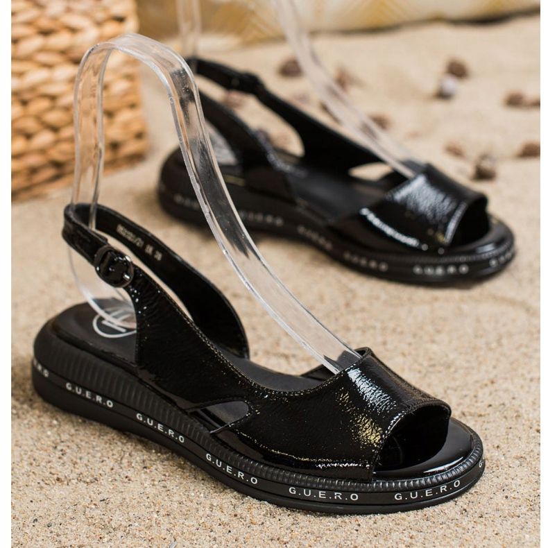 Filippo Wygodne Lakierowane Sandały czarne 1