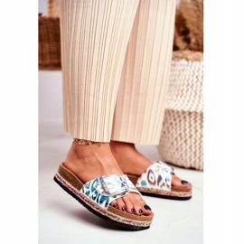 Klapki Damskie Big Star Metaliczny Wzór DD274127 białe fioletowe srebrny zielone 1