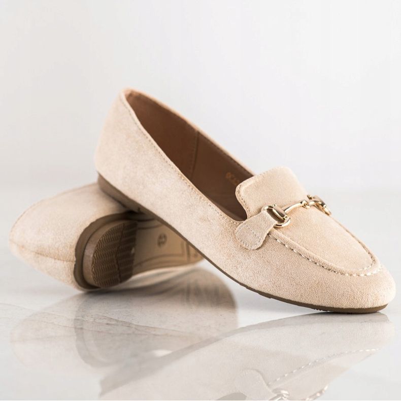 Mokasyny Z Brokatem VINCEZA beżowy 1