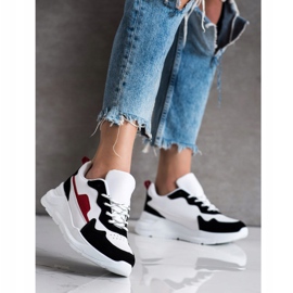 SHELOVET Sneakersy Z Zamszowymi Wstawkami białe czarne 1
