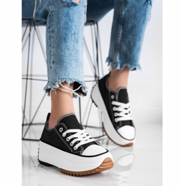 SHELOVET Trampki Na Wysokiej Platformie czarne 1