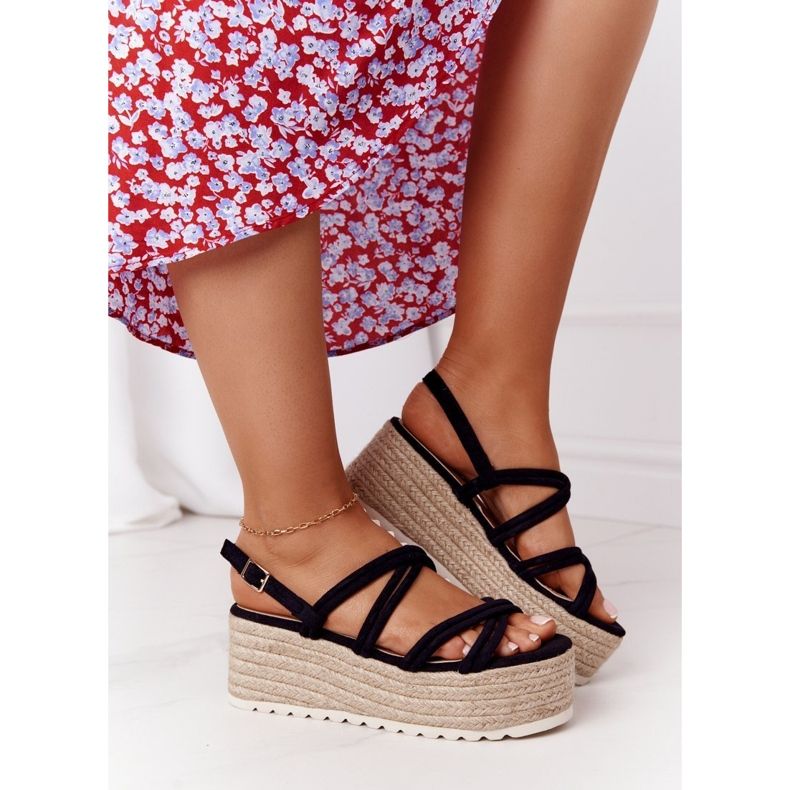 PS1 Sandały Na Platformie Z Plecionką Czarne Crazy In Love 2