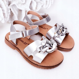 FR1 Dziecięce Sandały Z Łańcuchem Srebrne Buffy srebrny 1