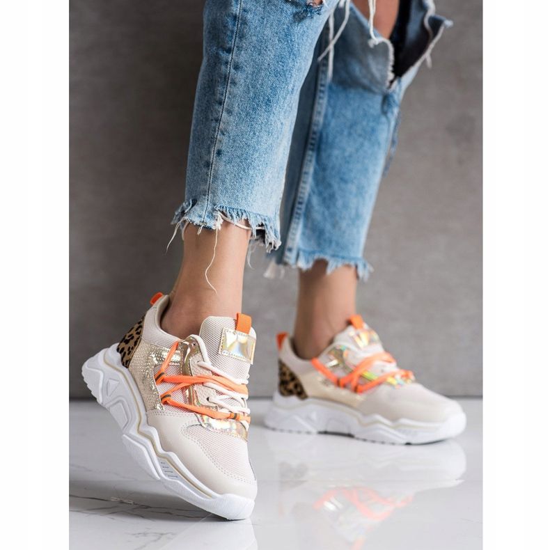 SHELOVET Sneakersy Leopard Print brązowe 2