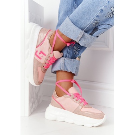 Damskie Sportowe Buty Na Platformie Lu Boo Różowe wielokolorowe 1