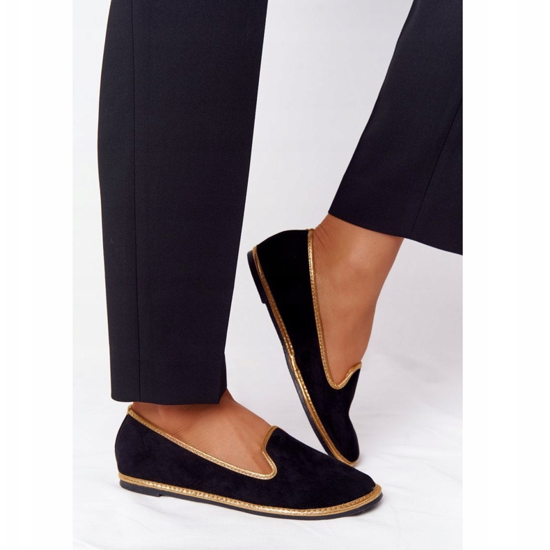 Damskie Zamszowe Mokasyny Lu Boo Czarne 1