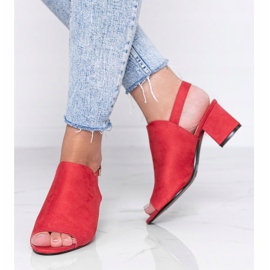 Czerwone sandały na słupku z cholewką Blubbery 1