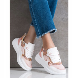 Sweet Shoes Sneakersy Z Brokatem białe różowe 2