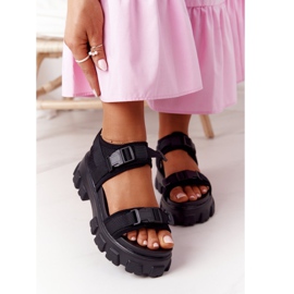 PS1 Sandały Na Masywnej Platformie Czarne Fly High 2