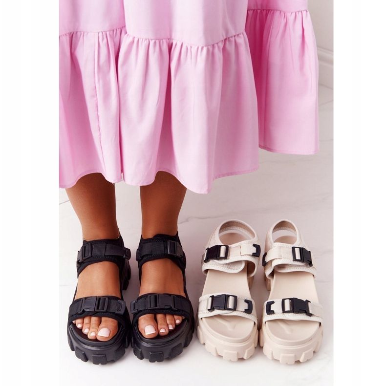 PS1 Sandały Na Masywnej Platformie Czarne Fly High 1