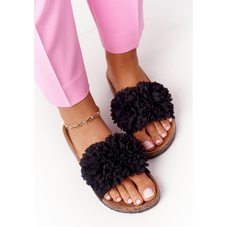 PE1 Klapki Na Korkowej Podeszwie Czarne Flowerbomb 1