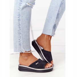 Klapki Na Koturnie Sergio Leone SK042 Czarne 2