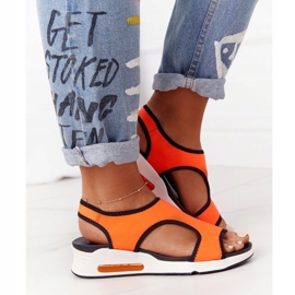 S.Barski Wsuwane Sandały Na Koturnie Pomarańczowe Zoey czarne 2