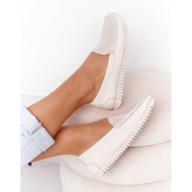 Damskie Skórzane Mokasyny S.Barski 97630 Ecru 1