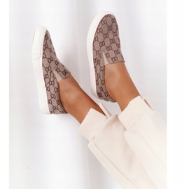 Damskie Logowane Tenisówki Slip-On Khaki Challenge brązowe 1