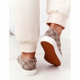 Damskie Logowane Tenisówki Slip-On Khaki Challenge brązowe 2