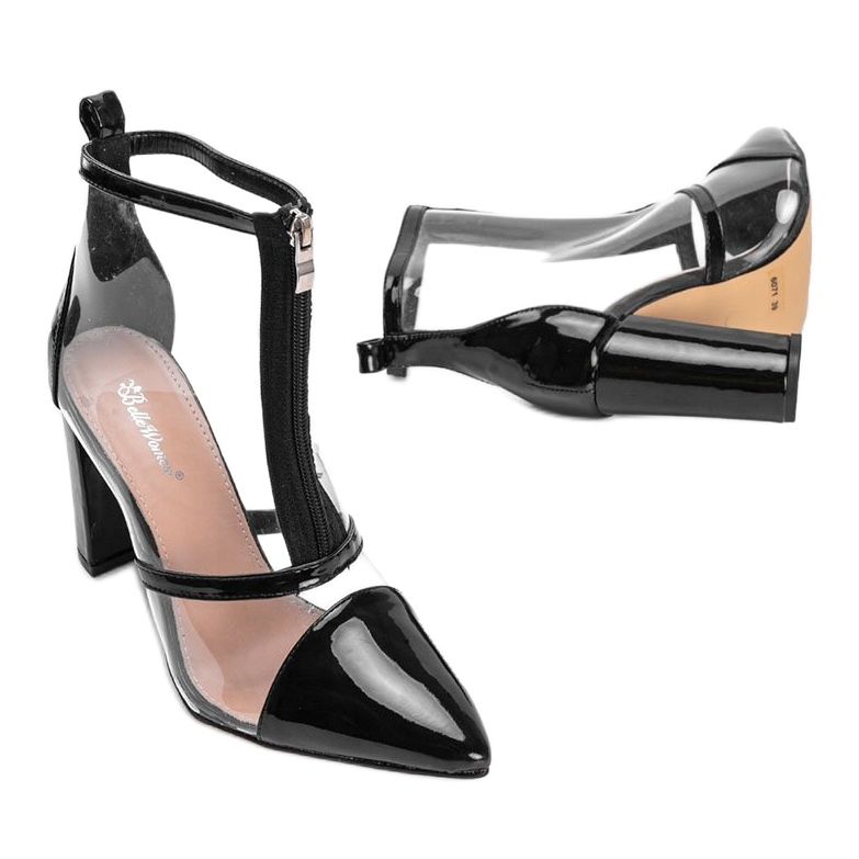 Botki na słupku z transparentną cholewką Kiki czarne 2