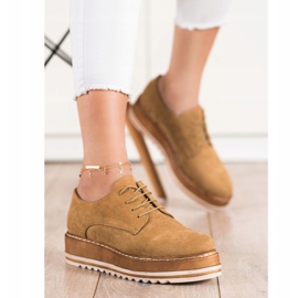 Corina Zamszowe Półbuty Na Platformie brązowe 2