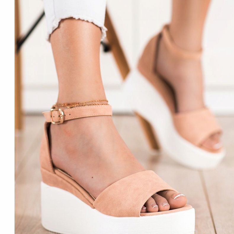 Comer Lekkie Sandały Na Platformie beżowy 2