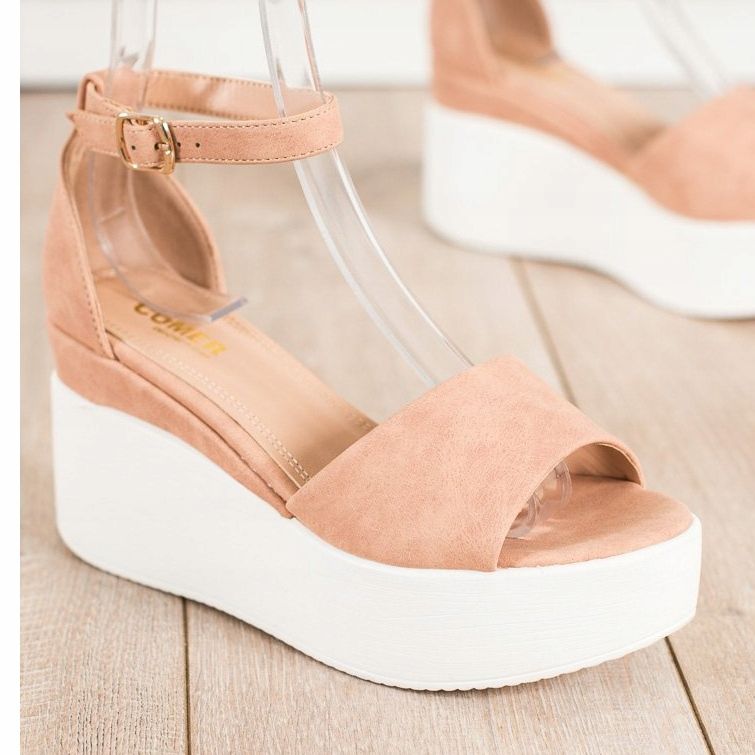 Comer Lekkie Sandały Na Platformie beżowy 1