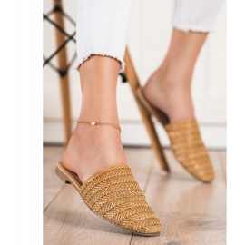 SHELOVET Słomkowe Klapki brązowe 2