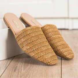 SHELOVET Słomkowe Klapki brązowe 1