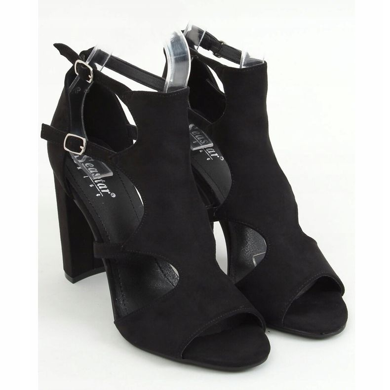 Sandałki na obcasie czarne NS111P Black 1