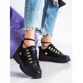 SHELOVET Czarne Sneakersy Na Platformie 2