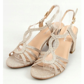 Sandałki na obcasie złote A3083 Gold złoty 1