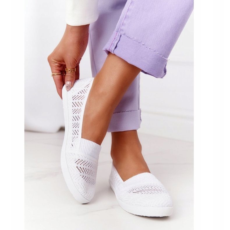 Ażurowe Wsuwane Tenisówki Slip-On Białe Chillout 2