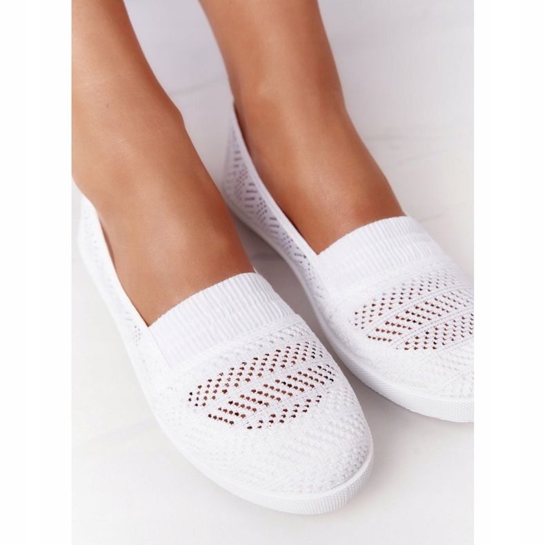 Ażurowe Wsuwane Tenisówki Slip-On Białe Chillout 1
