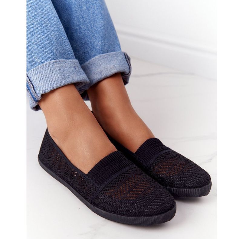 Ażurowe Wsuwane Tenisówki Slip-On Czarne Chillout 1