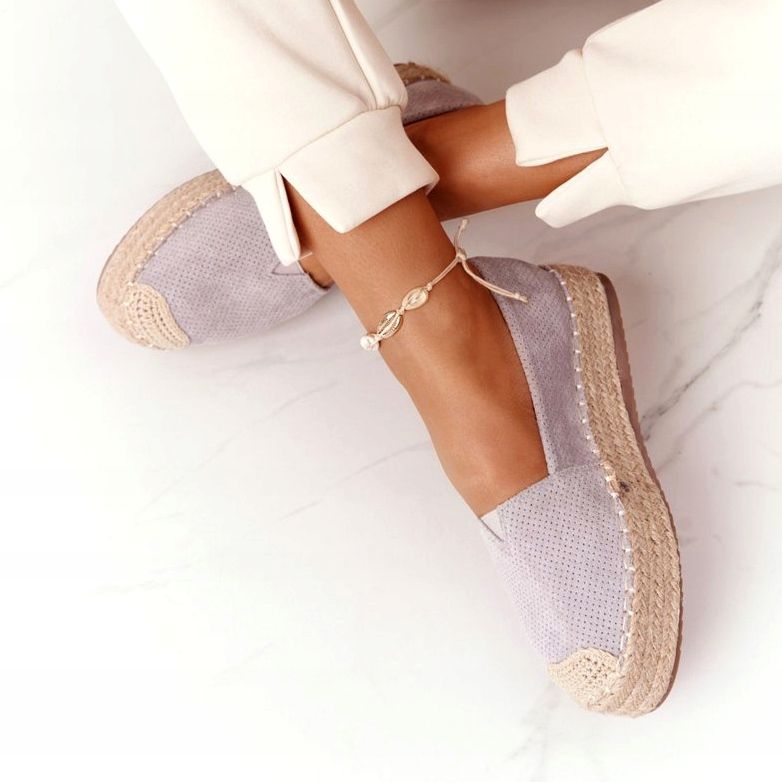 Espadryle Na Słomkowej Platformie BL1922 Szare Highway 3