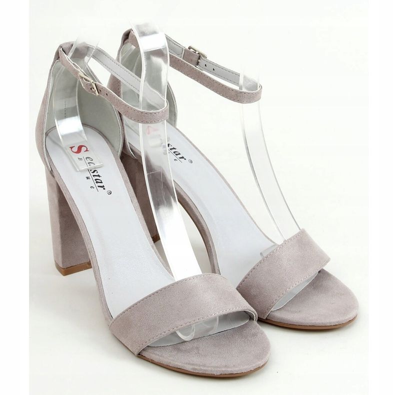 Sandałki na słupku szare AF03P Grey 1