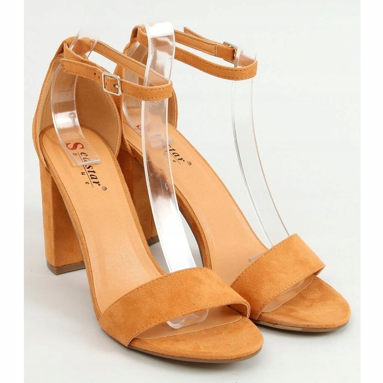 Sandałki na słupku camel AF03P Camel brązowe 1