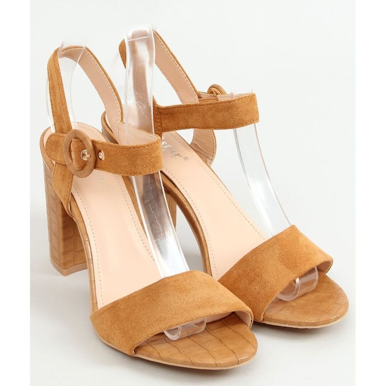 Sandałki na obcasie camel SL1008P Camel brązowe wielokolorowe 1