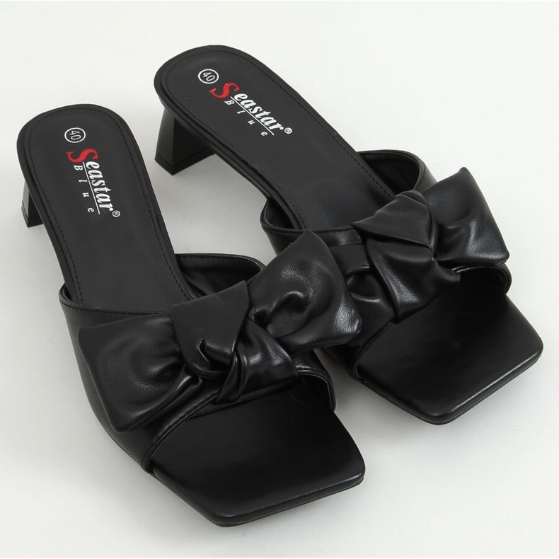 Klapki na designerskim obcasie czarne T388P Black 1