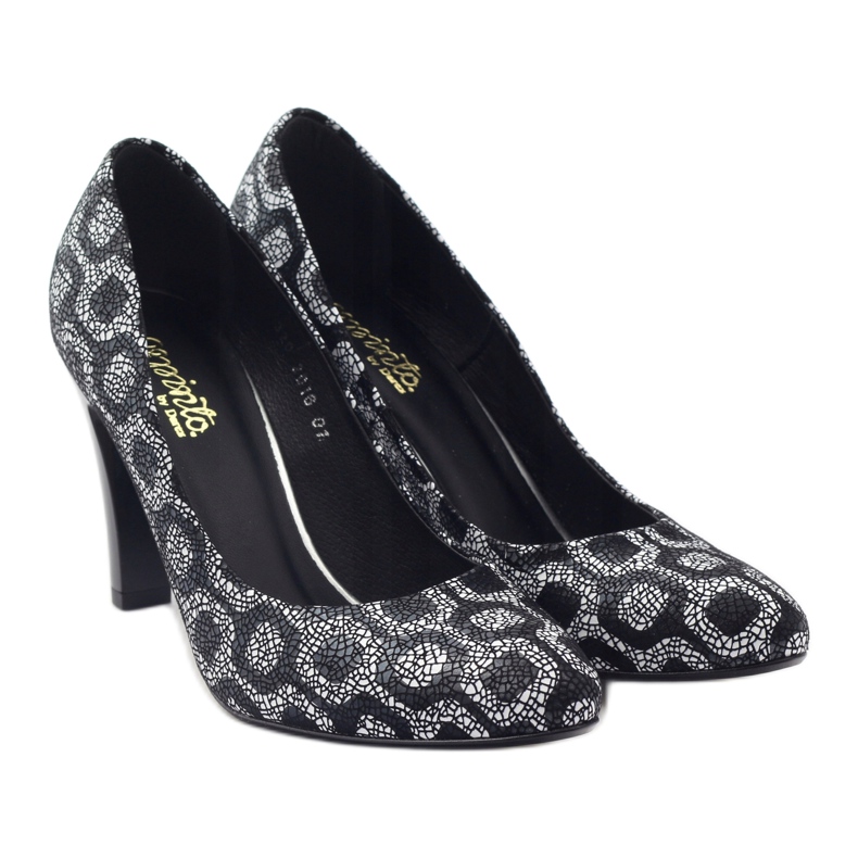 Espinto Czółenka Na Słupku Czarno/ Białe czarne 4