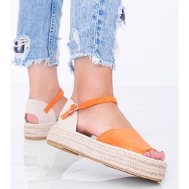 Pomarańczowe sandały na platformie Pearl River 1
