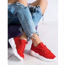 SHELOVET Klasyczne Tekstylne Sneakersy czerwone 3