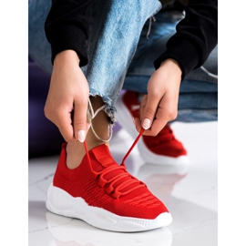 SHELOVET Klasyczne Tekstylne Sneakersy czerwone 2
