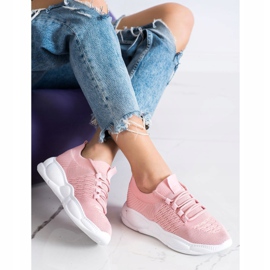 SHELOVET Klasyczne Tekstylne Sneakersy różowe 2