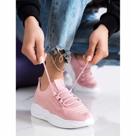 SHELOVET Klasyczne Tekstylne Sneakersy różowe 1