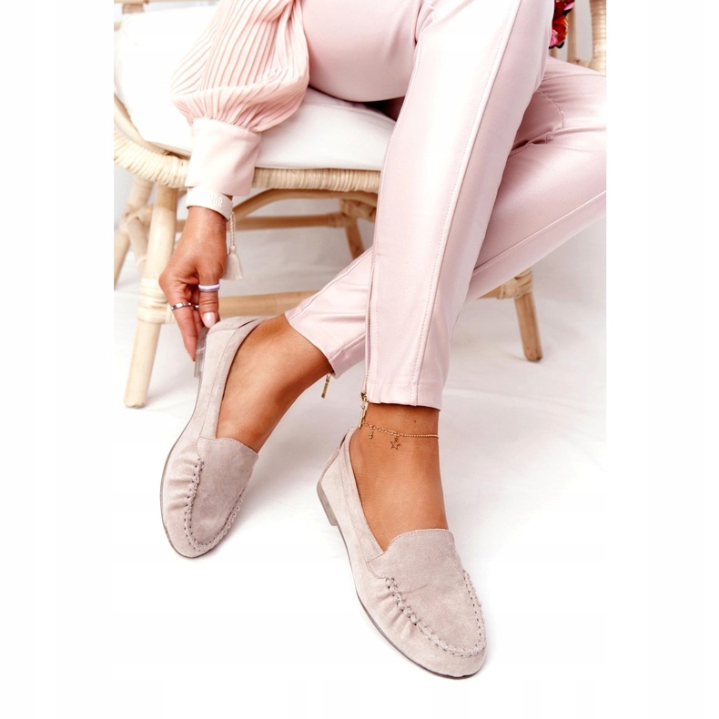 Zamszowe Mokasyny Sergio Leone MK722 Beżowe beżowy 4