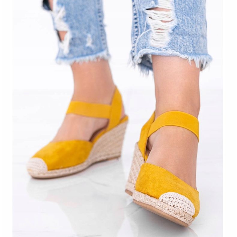 Żółte espadryle na koturnie Louise 2