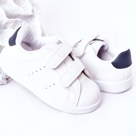 Dziecięce Tenisówki Na Rzepy Biało-Granatowe California białe 1